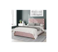 Aspire Nightingale Upholstered Ottoman Storage Bed, Pure Pastel Cotton Fabric in Rose | Size: Double Aspire Rose Double