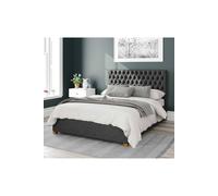 Aspire Nightingale Upholstered Ottoman Storage Bed, Saxon Twill Fabric In Charcoal Charcoal Small Double