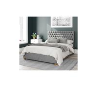 Aspire Nightingale Upholstered Ottoman Storage Bed, Saxon Twill Fabric In Grey Grey Small Double