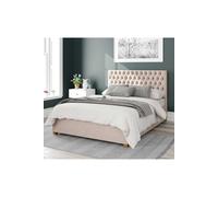 Aspire Nightingale Upholstered Ottoman Storage Bed, Saxon Twill Fabric in Natural | Size: Small Double Aspire Natural Small Double