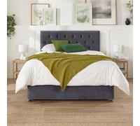 Aspire Olivier Divan And Hybrid Memory Pocket Mattress, Plush Fabric, Strutted Headboard, 4 Drawers, Grey, Double