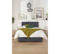 Aspire Olivier Divan & Hybrid Memory Pocket Mattress, Plush Fabric, Strutted Headboard, No Drawers in Grey | Size: King Aspire Grey King