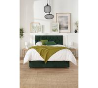 Aspire Olivier Divan, Plush Fabric, Strutted Headboard, 2 Drawers, Pine Green, Small Double