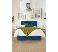 Aspire Olivier Divan, Plush Fabric, Strutted Headboard, No Drawers in Navy | Size: Small Double Aspire Navy Small Double
