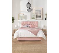 Aspire Olivier Divan, Plush Fabric, Strutted Headboard, No Drawers In Rose Rose Small Double