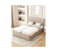 Aspire Olivier Electric Adjustable Bed Upholstered With Pocket Sprung Mattress Uk Made, Eire Linen Natural, Size Double