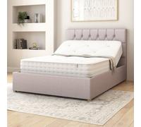 Olivier Electric Adjustable Bed Upholstered in Eire Linen Fabric with Pocket Sprung Mattress UK Made Aspire Grey Super King