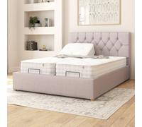 Olivier Electric Adjustable Bed Upholstered in Eire Linen Fabric with Pocket Sprung Mattress UK Made Aspire Grey King