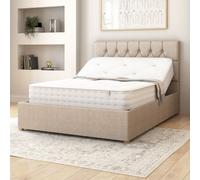 Olivier Electric Adjustable Bed Upholstered in Eire Linen Fabric with Pocket Sprung Mattress UK Made Aspire Natural Super King