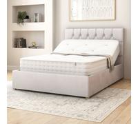 Olivier Electric Adjustable Bed Upholstered in Plush Velvet Fabric with Pocket Sprung Mattress UK Made Aspire Light Grey Super King