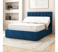 Olivier Electric Adjustable Bed Upholstered in Plush Velvet Fabric with Pocket Sprung Mattress UK Made Aspire Navy Super King