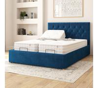 Olivier Electric Adjustable Bed Upholstered in Plush Velvet Fabric with Pocket Sprung Mattress UK Made Aspire Navy King