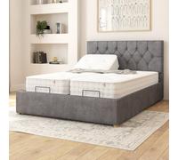 Olivier Electric Adjustable Bed Upholstered in Plush Velvet Fabric with Pocket Sprung Mattress UK Made Aspire Grey King