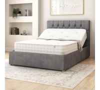 Olivier Electric Adjustable Bed Upholstered in Plush Velvet Fabric with Pocket Sprung Mattress UK Made Aspire Grey Super King