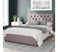 Aspire Olivier Fabric Ottoman Bed, Plush Velvet Fabric, Blush, Superking