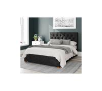 Aspire Olivier Upholstered Ottoman Storage Bed, Kimiyo Linen Fabric in Charcoal | Size: Double Aspire Charcoal Double