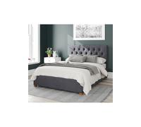 Aspire Olivier Small Double Steel Plush Velvet Ottoman Bed - Silver - Aspire Beds - Wilko