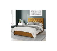 Aspire Olivier King Size Ochre Plush Velvet Ottoman Bed - Orange - Aspire Beds - Wilko