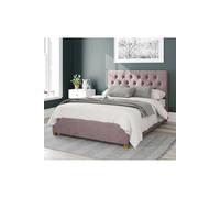 Olivier Upholstered Ottoman Storage Bed, Plush Velvet Fabric Aspire Rose Small Double
