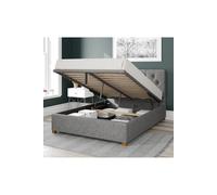 Aspire Olivier Upholstered Ottoman Storage Bed, Saxon Twill Fabric in Grey | Size: Double Aspire Grey Double