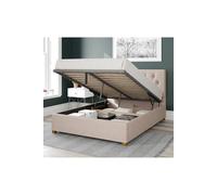 Aspire Olivier Upholstered Ottoman Storage Bed, Saxon Twill Fabric in Natural | Size: Single Aspire Natural Single