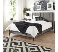 Aspire Furniture Phoebe Double Grey Brushed Velvet Bed Frame - Aspire Beds - Wilko