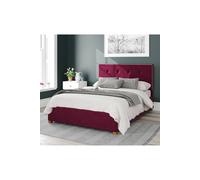 Aspire Presley Upholstered Ottoman Storage Bed, Plush Velvet Fabric In Wine Wine Super King