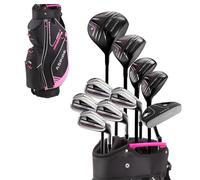Aspire PRO-X 16-Piece Womens Golf Club Set, Includes Titanium F Driver, #3 Fairway Wood, 4-5 Hybrids, 7-SW Irons, Putter, Cart Bag, 4 H/C's, Golf Clubs Women Right Handed, Regular & Petite Sizes