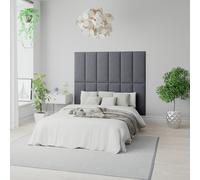 Aspire Easymount Wall Mounted Upholstered Panels Modular Diy Headboard In Plush Velvet Fabric Steel (pack Of 4), Grey