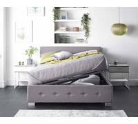 Aspire Side Opening Ottoman Storage Bed In Grey Linen, Double