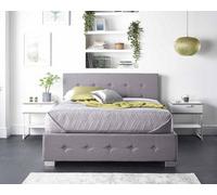 Aspire Side Opening Ottoman Storage Bed In Grey Linen, Small Double