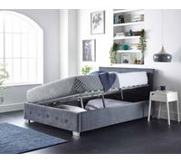 Aspire Side Opening Ottoman Storage in Grey Plush Velvet King, Grey