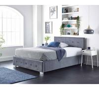 Aspire Side Opening Ottoman Storage Bed In Grey Plush Velvet, Superking