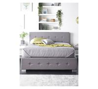 Side Opening Ottoman Storage in Grey Linen Aspire Grey Double