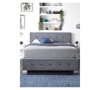 Aspire Side Opening Ottoman Storage Bed In Grey Plush Velvet, Small Double