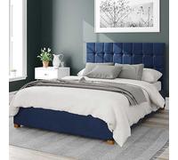 Aspire Sinatra Plush Velvet Fabric Ottoman Bed Navy