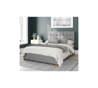 Aspire Sinatra Upholstered Ottoman Storage Bed, Eire Linen Fabric In Grey Grey Double