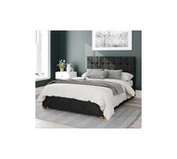 Sinatra Upholstered Ottoman Storage Bed, Kimiyo Linen Fabric Aspire Charcoal Single