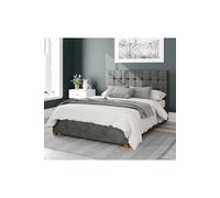 Aspire Sinatra Upholstered Ottoman Storage Bed, Kimiyo Linen Fabric In Grey Grey Double