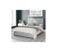 Aspire Sinatra Upholstered Ottoman Storage Bed, Kimiyo Linen Fabric in Silver | Size: Small Double Aspire Silver Small Double