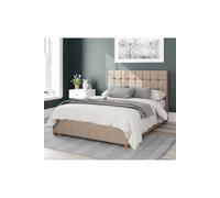 Aspire Sinatra Upholstered Ottoman Storage Bed, Malham Weave Fabric in Taupe | Size: King Aspire Taupe King