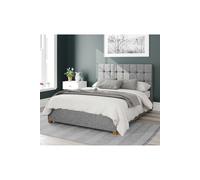 Aspire Sinatra Upholstered Ottoman Storage Bed, Saxon Twill Fabric in Grey | Size: Super King Aspire Grey Super King