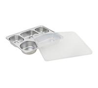 Aspire Stainless Steel Lunch Box Containers with Plastic Lid Bento Box Dinner Tray-5 Sections