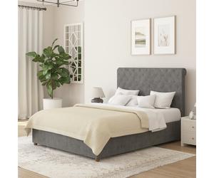 Aspire Taylor Kingsize Velvet End Lift Ottoman Bed - Steel