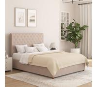 Taylor Ottoman Storage Bed Frame in Saxon Twill Fabric Aspire Natural Single