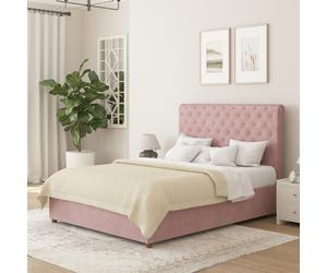 Aspire Taylor Single Velvet End Lift Ottoman Bed - Blush