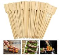 Aspire UK 50 x Bamboo Paddle Skewers, 18cm Natural Wooden BBQ Sticks for Kebabs, Grilling, Fruit, Party Food & Fondue, Food Safe Disposable Skewers