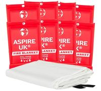 ASPIRE UK 8 Pack Emergency Fire Blanket 40 x 40 Fire Suppression Blankets for Kitchen Safety, Ideal for Home, Office, Warehouse & Workplace Use, Reliable Fire Protection for Cooking Electrical Fires