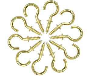 ASPIRE UK Gold Plated Mug Hooks 40 x 20mm Shouldered Hooks Heavy Duty for Cups Kitchen Storage Wall Mounted Hooks Screw in Hooks