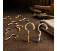 ASPIRE UK Gold Plated Mug Hooks 40 x 38mm Shouldered Hooks Heavy Duty for Cups Kitchen Storage Wall Mounted Hooks Screw in Hooks